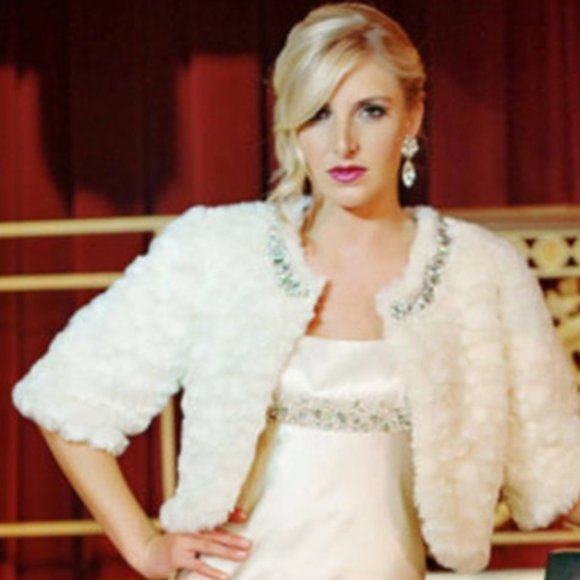 Faux Fur Jacket with Crystal Accents - Picture 1 of 1